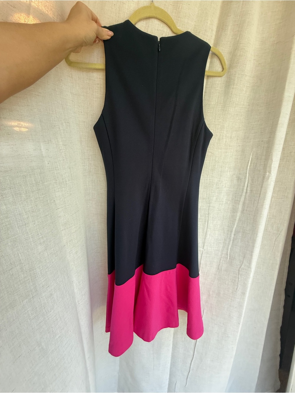 Eliza J Navy Hot Pink Colorblock Sleeveless Fit & Flare Dress - Picture 2 of 3